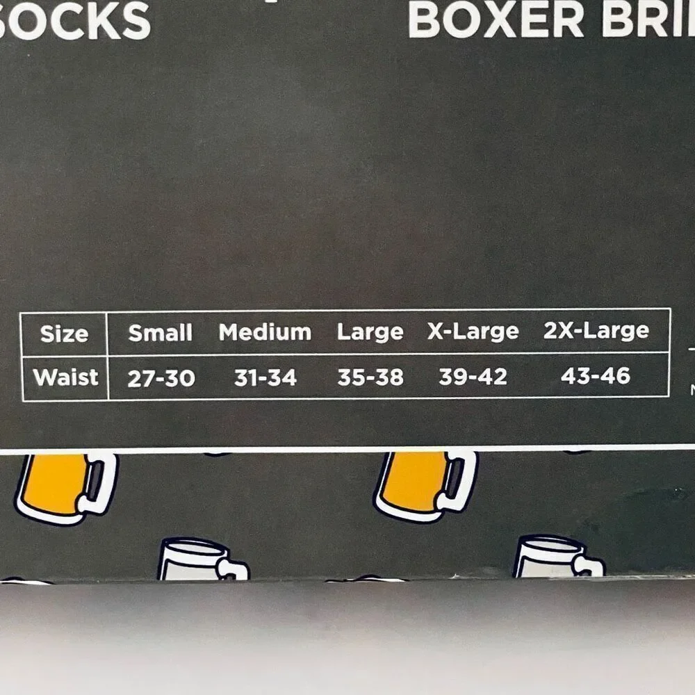 NWT 3 Pc FUNKY SOCKS Men's XL Boxed Gift Set 2 Beer Socks Sz 6-12 & Boxer Briefs